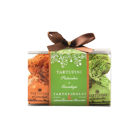Small Gianduja and Pistachio Sweet Truffles Box 63g - Antica Torroneria Piemontese