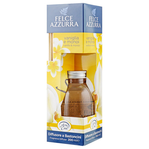 Vanilla and Monoi Fragrance Diffuser with Sticks 200ml - Felce Azzurra