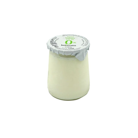 Beillevaire 0% Nature Yogurt – 125g (Glass Jar)