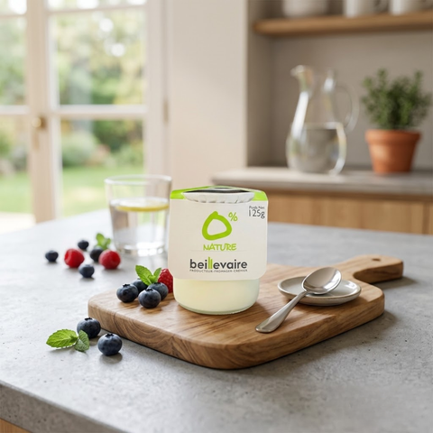 Beillevaire 0% Nature Yogurt – 125g (Glass Jar)