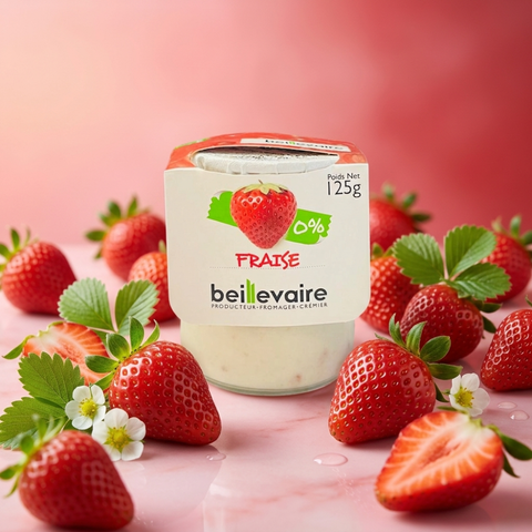 Beillevaire 0% Strawberry Yogurt – 125g (Glass Jar)