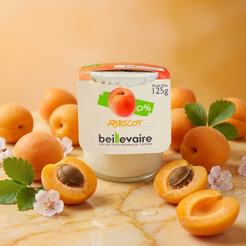 Beillevaire 0% Apricot Yogurt – 125g (Glass Jar)