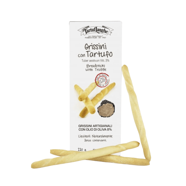 Tartuflanghe Truffle Breadsticks 120g packaging with breadsticks